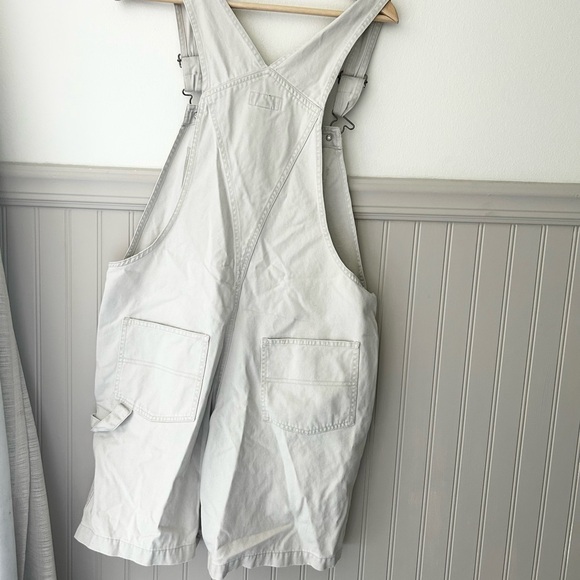 Vintage Polo Jeans Ralph Lauren Medium Overalls Cream Cotton Cargo Shortalls - Picture 9 of 9